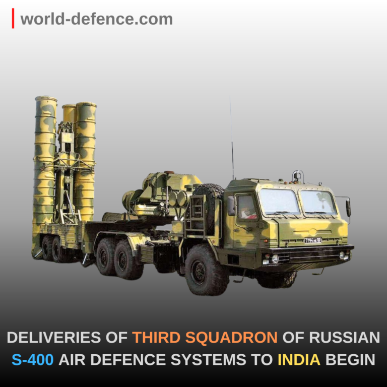 DELIVERIES OF THIRD SQUADRON OF RUSSIAN S-400 AIR DEFENCE SYSTEMS TO INDIA BEGIN