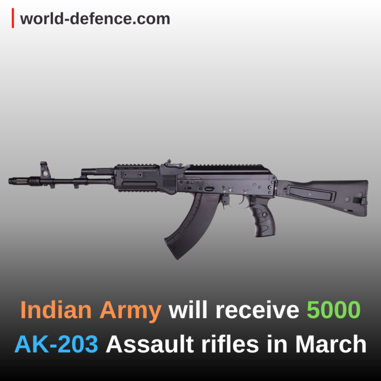 Indian Army will receive 5000 AK-203 Assault rifles in March.