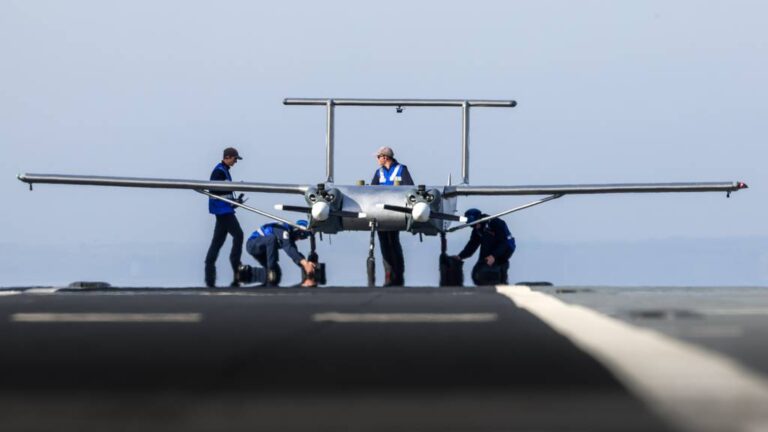 Britain tests transport drone’s ability to land, take off from ship