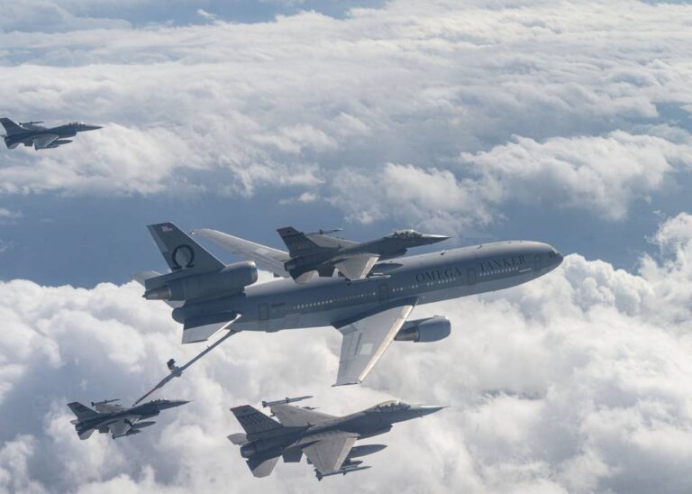 Commercial tankers refuel US Air Force fighters for Singapore exercise